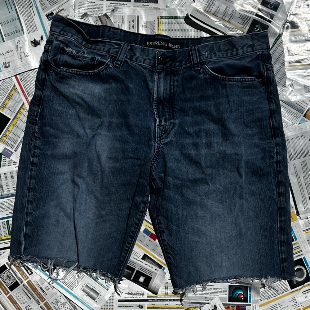 Distressed jean shorts